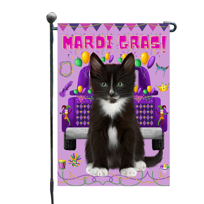 Madi Grass Celebration Purple Truck Tuxedo Cats Garden Flags- Outdoor Double Sided Garden Yard Porch Lawn Spring Decorative Vertical Home Flags 12 1/2"w x 18"h