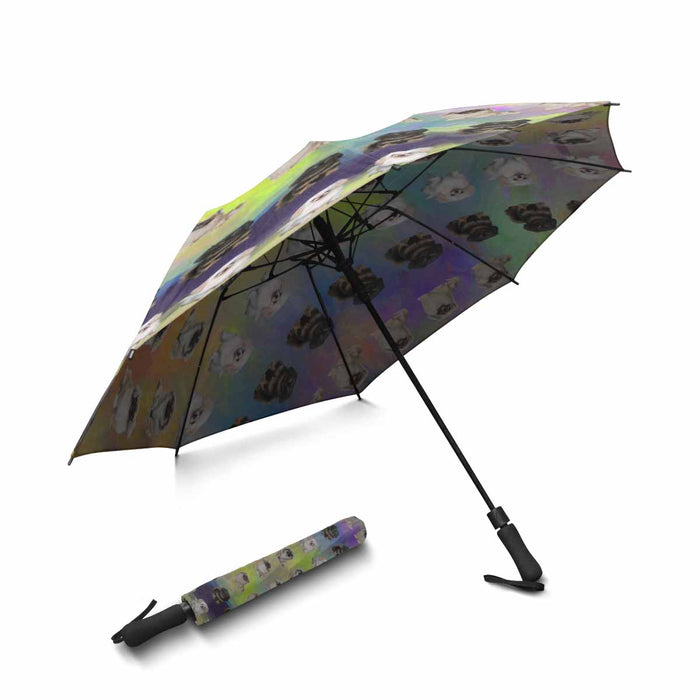 Pekingese Dogs  Semi-Automatic Foldable Umbrella