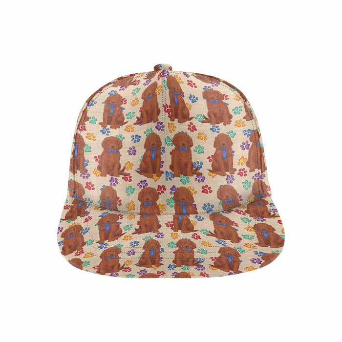 Women's All Over Rainbow Paw Print Irish Red Setter Dog Snapback Hat Cap