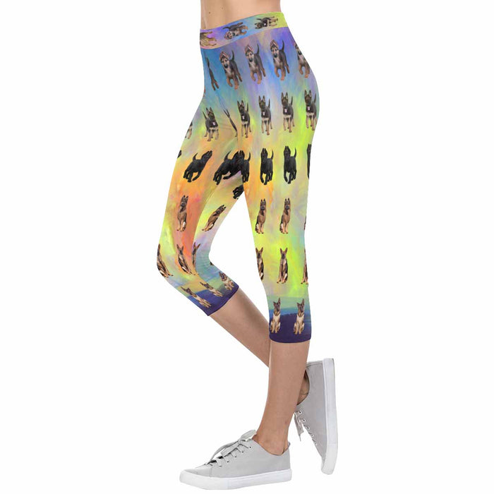 German Shepherd Dogs  All-Over Low Rise Capri Leggings (Model L08)