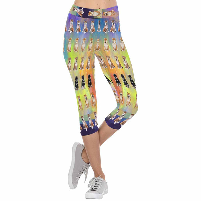 Shiba Inu Dogs  All-Over Low Rise Capri Leggings (Model L08)