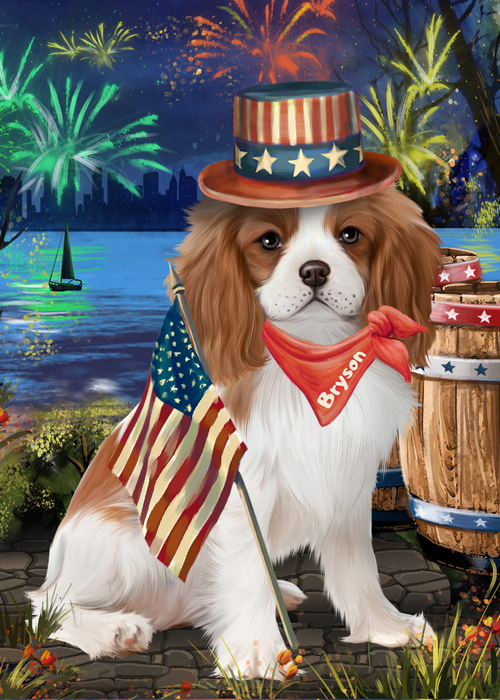 Custom Painting Art Photo Personalized Dog Cat in 4th of July Independance Day