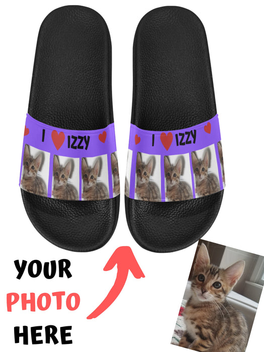 Custom Add Your Photo Here PET Dog Cat Photos on Women's Slide Sandals