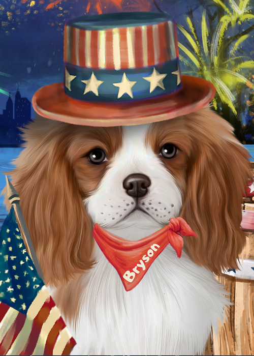 Custom Painting Art Photo Personalized Dog Cat in 4th of July Independance Day