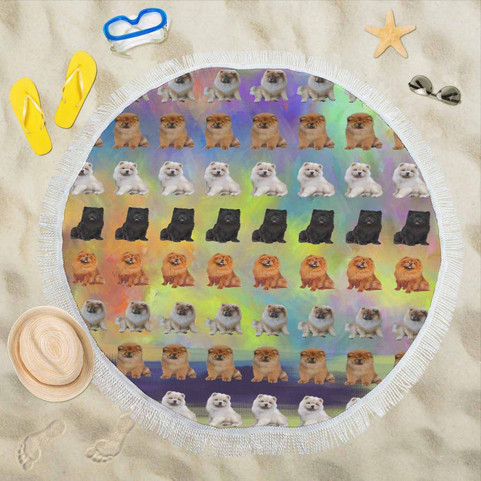 Chow Chow Dogs  Round Beach Mat 59’’