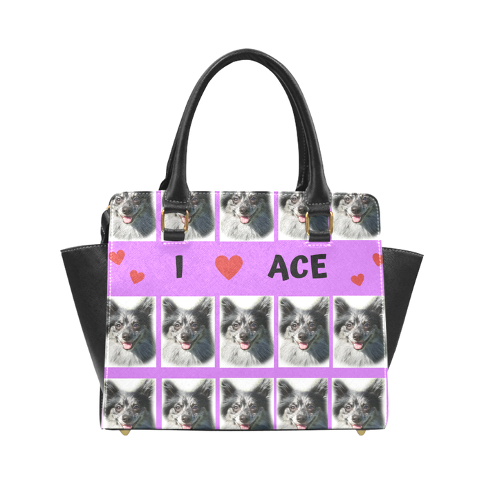 Custom Add Your Photo Here PET Dog Cat Photos on Rivet Shoulder Bag