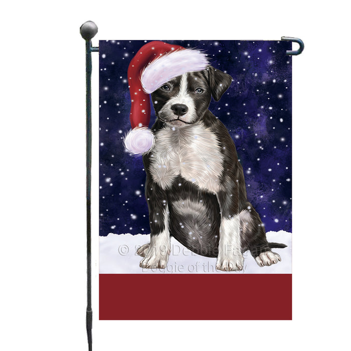 Personalized Let It Snow Happy Holidays American Staffordshire Dog Custom Garden Flags GFLG-DOTD-A62205