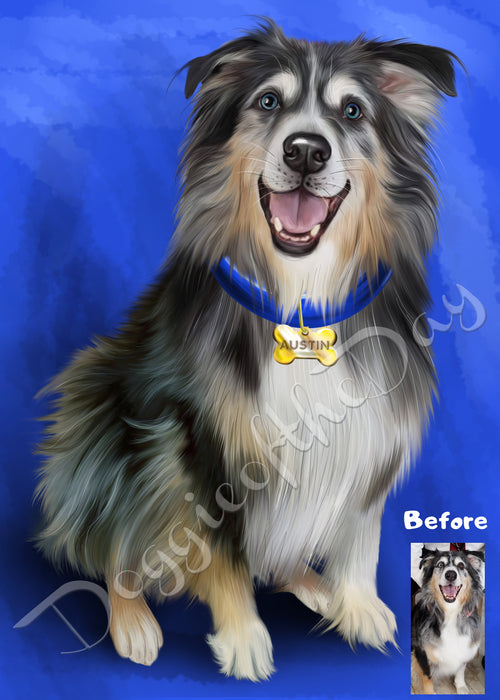 Australian Shepherd blue merle cute pet portrait dog person must have gifts  for aussie owner Canvas Print by PetFriendly