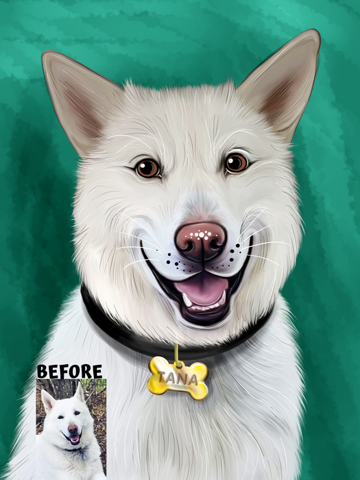 Digital Caricature PERSONALIZED Painting PET PORTRAIT! Custom Pet Photo Dog or Cat Art