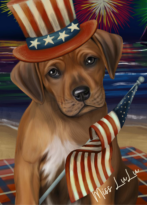 Custom Painting Art Photo Personalized Dog Cat in 4th of July Independance Day