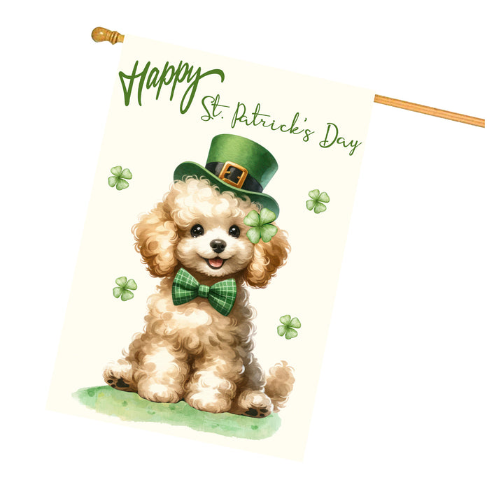 St. Patrick's Day Poodle Dog House Flags with Many Design - Double Sided Yard Home Festival Decorative Gift - Holiday Dogs Flag Decor - 28"w x 40"h