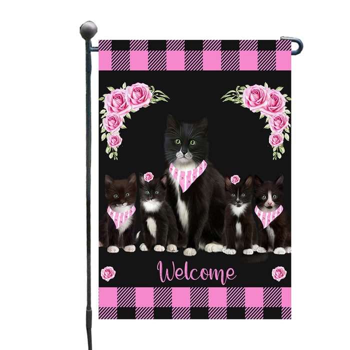 Welcome Tuxedo Cats Garden Flags- Outdoor Double Sided Garden Yard Porch Lawn Spring Decorative Vertical Home Flags 12 1/2"w x 18"h
