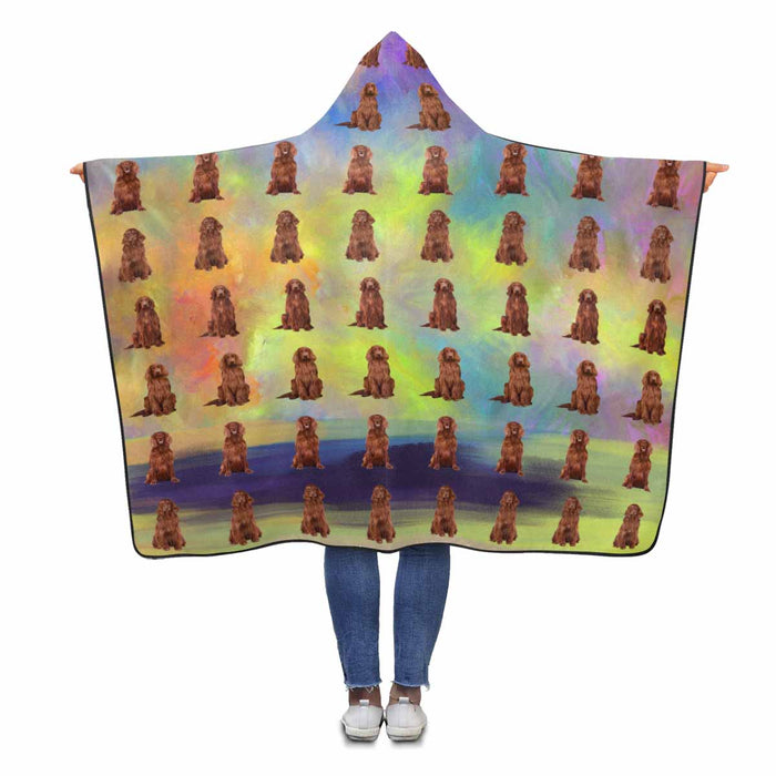 Irish Red Setter Dogs  Hooded Blanket 80"x56"