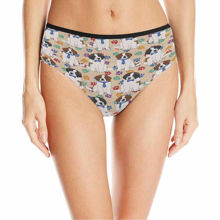 Saint Bernard Dogs Blue  Women&#039;s High Waist Briefs (Model L26)