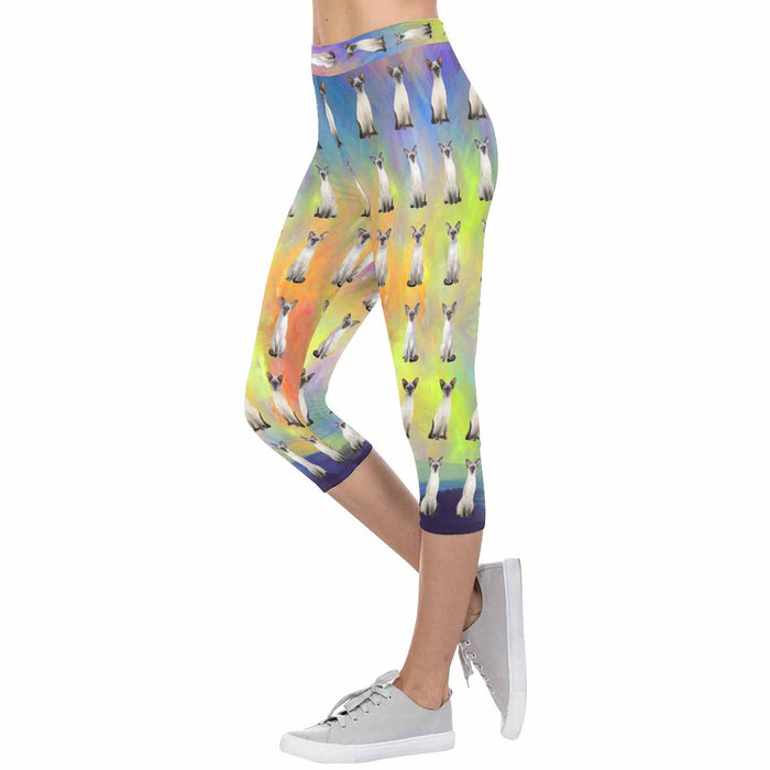 Oriental Blue Point Siamese Cats  All-Over Low Rise Capri Leggings (Model L08)