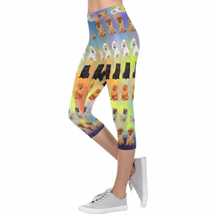 Chow Chow Dogs  All-Over Low Rise Capri Leggings (Model L08)