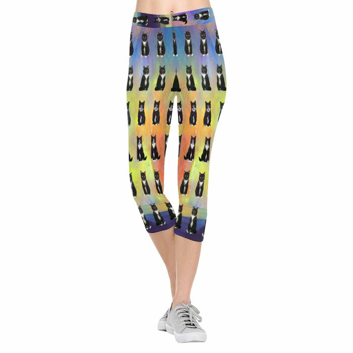 Tuxedo Cats  All-Over Low Rise Capri Leggings (Model L08)