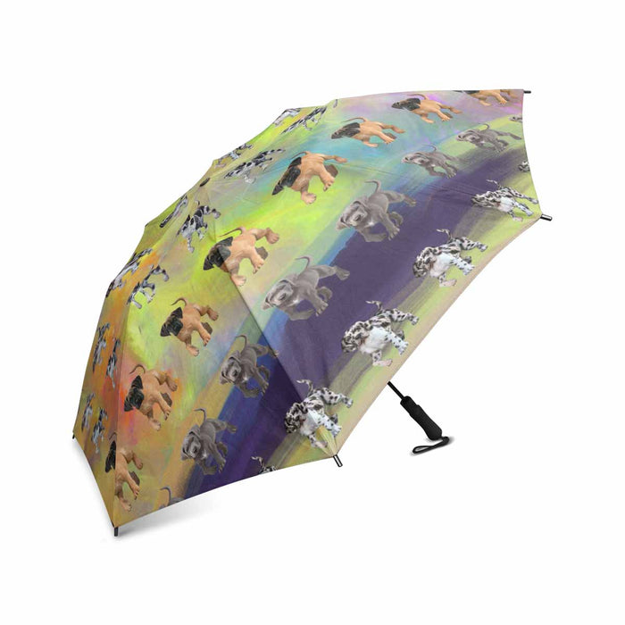 Great Dane Dogs  Semi-Automatic Foldable Umbrella