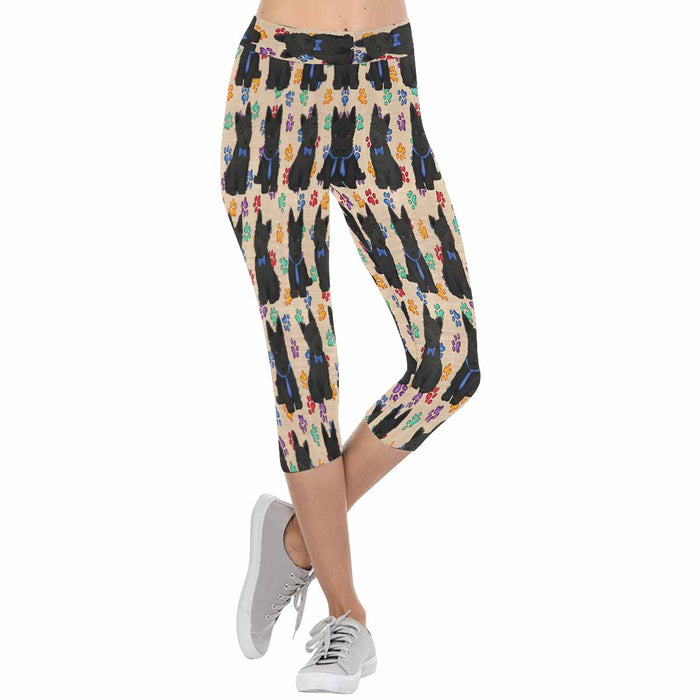 Scottish Terrier Dogs Blue  All-Over Low Rise Capri Leggings (Model L08)