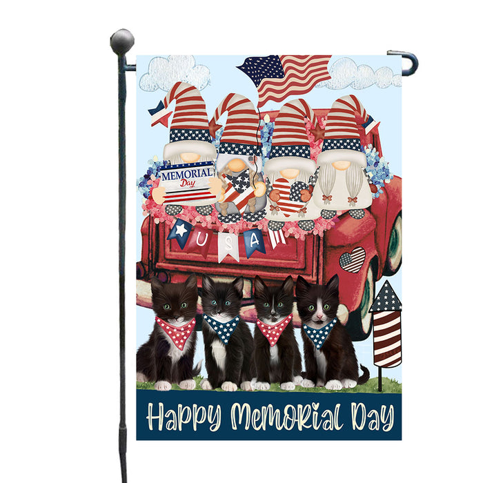 Happy Memorial Day Gnome Red Truck Tuxedo Cats Garden Flags- Outdoor Double Sided Garden Yard Porch Lawn Spring Decorative Vertical Home Flags 12 1/2"w x 18"h AA11