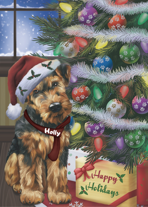 Custom Digital Painting Art Photo Personalized Dog Cat in Christmas Tree and Presents