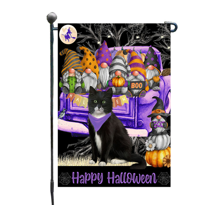Purple Truck Happy Halloween Gnomes Tuxedo Cats Garden Flags- Outdoor Double Sided Garden Yard Porch Lawn Spring Decorative Vertical Home Flags 12 1/2"w x 18"h AA11