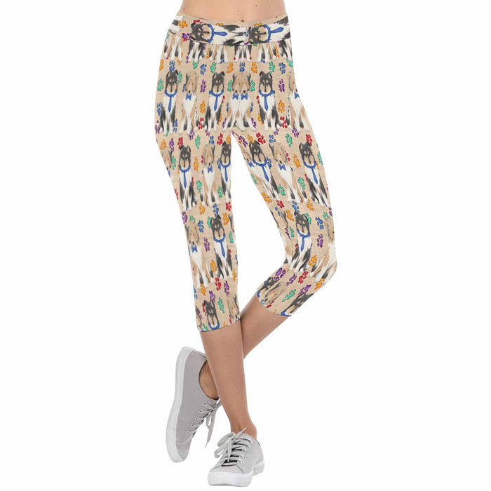 Rough Collie Dogs Blue  All-Over Low Rise Capri Leggings (Model L08)