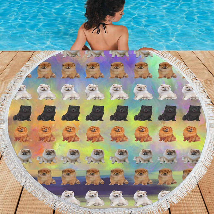 Chow Chow Dogs  Round Beach Mat 59’’