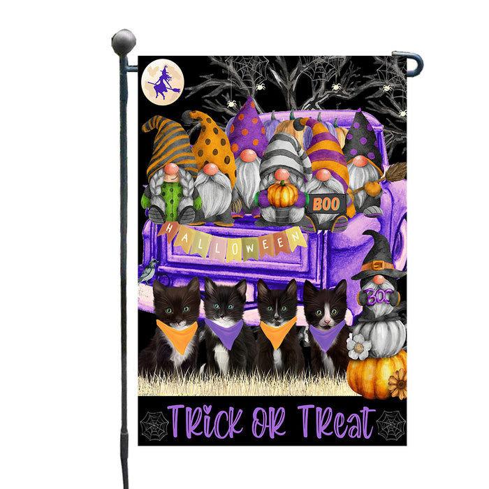 Purple Truck Happy Halloween Gnomes Tuxedo Cats Garden Flags- Outdoor Double Sided Garden Yard Porch Lawn Spring Decorative Vertical Home Flags 12 1/2"w x 18"h AA11