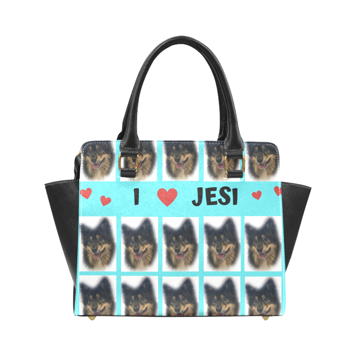 Custom Add Your Photo Here PET Dog Cat Photos on Rivet Shoulder Bag