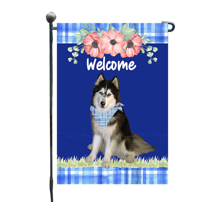 Peach Siberian Husky Dogs Garden Flags - Outdoor Double Sided Garden Yard Porch Lawn Spring Decorative Vertical Home Flags 12 1/2"w x 18"h
