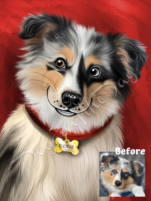 Digital Painting PERSONALIZED Caricature PET PORTRAIT! Custom Pet Dog or Cat Art