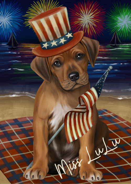 Custom Painting Art Photo Personalized Dog Cat in 4th of July Independance Day