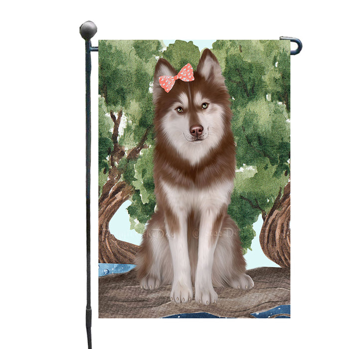 Siberian Husky Dogs Garden Flags - Outdoor Double Sided Garden Yard Porch Lawn Spring Decorative In the Woods Home Flags 12 1/2"w x 18"h