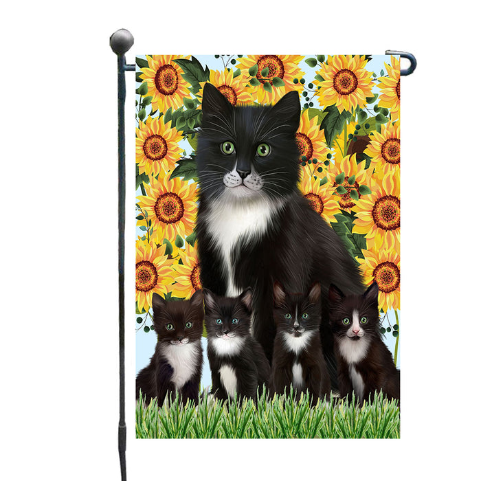 Sunflower Tuxedo Cats Garden Flags- Outdoor Double Sided Garden Yard Porch Lawn Spring Decorative Vertical Home Flags 12 1/2"w x 18"h