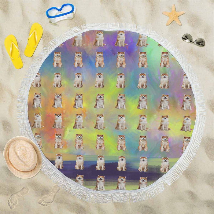 Akita Dogs  Round Beach Mat 59’’