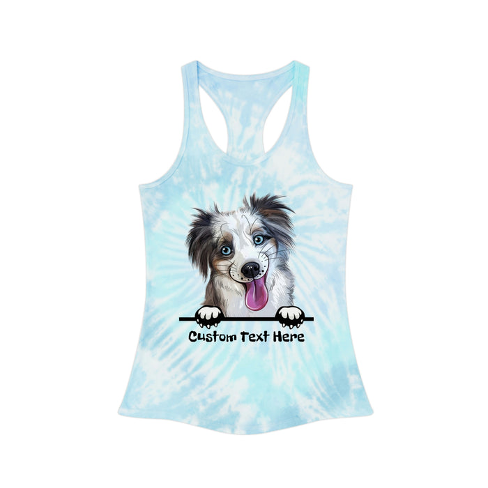 Women's Custom Tank Top Dog Personalized Tie Dye Racerback Slim Fit