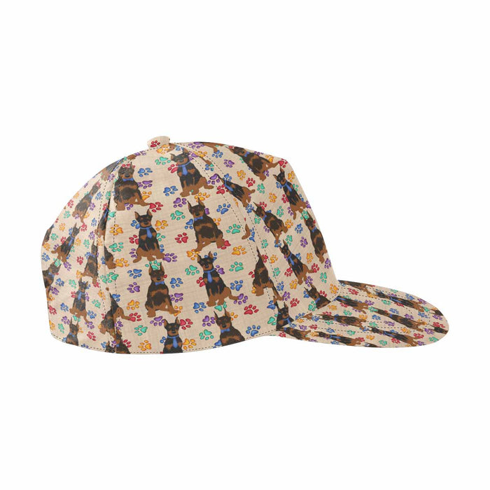 Women's All Over Rainbow Paw Print Doberman Dog Snapback Hat Cap