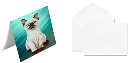 Siamese Kitten Cat Handmade Artwork Assorted Pets Greeting Cards and Note Cards with Envelopes for All Occasions and Holiday Seasons