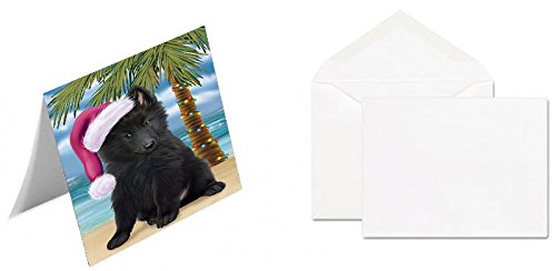 Summertime Happy Holidays Christmas Belgian Shepherds Dog on Tropical Island Beach Handmade Artwork Assorted Pets Greeting Cards and Note Cards with Envelopes for All Occasions and Holiday Seasons