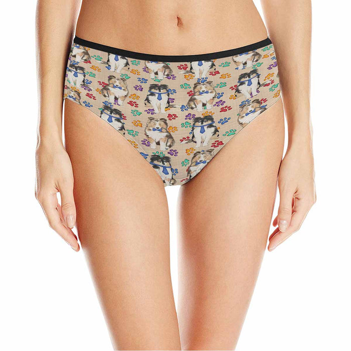 Shetland Sheepdog Blue  Women&#039;s High Waist Briefs (Model L26)