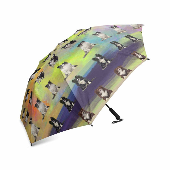 Border Collie Dogs  Semi-Automatic Foldable Umbrella