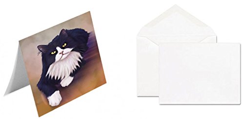 Tuxedo Black And White Cat Handmade Artwork Assorted Pets Greeting Cards and Note Cards with Envelopes for All Occasions and Holiday Seasons