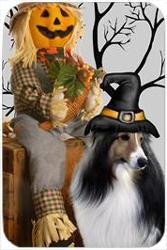 Sheltie Tempered Large Cutting Board Halloween