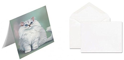 White And Grey Persian Cat Handmade Artwork Assorted Pets Greeting Cards and Note Cards with Envelopes for All Occasions and Holiday Seasons