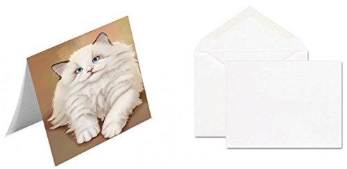 White Ragdoll Cat Handmade Artwork Assorted Pets Greeting Cards and Note Cards with Envelopes for All Occasions and Holiday Seasons