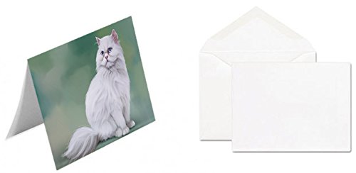 White Persian Cat Handmade Artwork Assorted Pets Greeting Cards and Note Cards with Envelopes for All Occasions and Holiday Seasons