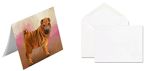 Shar Pei Dog Handmade Artwork Assorted Pets Greeting Cards and Note Cards with Envelopes for All Occasions and Holiday Seasons GCD48321