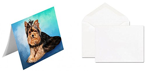 Yorkies Dog Handmade Artwork Assorted Pets Greeting Cards and Note Cards with Envelopes for All Occasions and Holiday Seasons