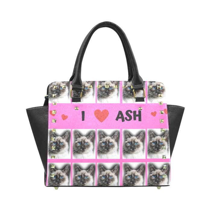 Custom Add Your Photo Here PET Dog Cat Photos on Rivet Shoulder Bag